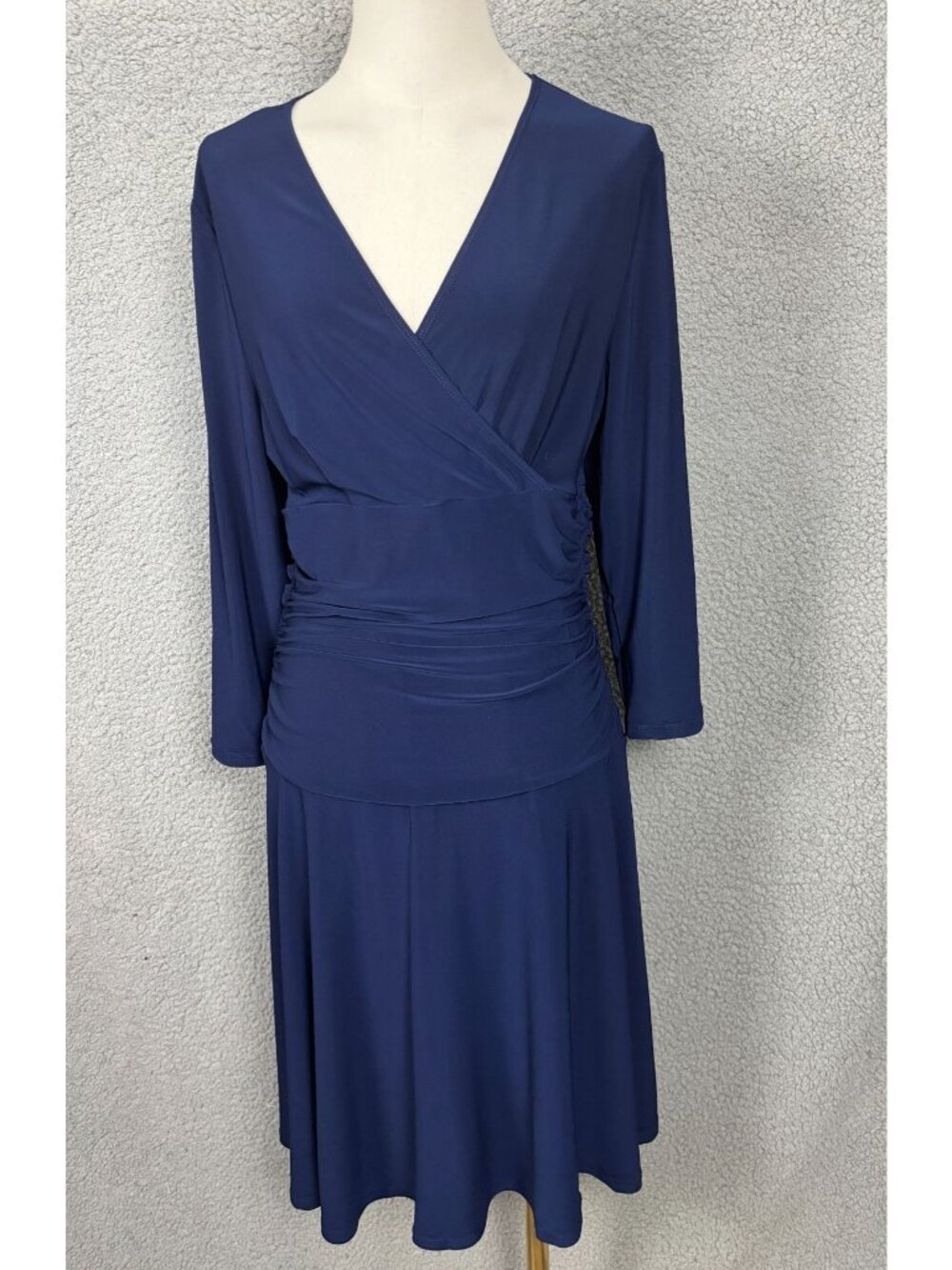 Rekucci Women's Curvy Fit Slimming 3/4 Sleeve Tummy Control Dress Blue 14P NWT's